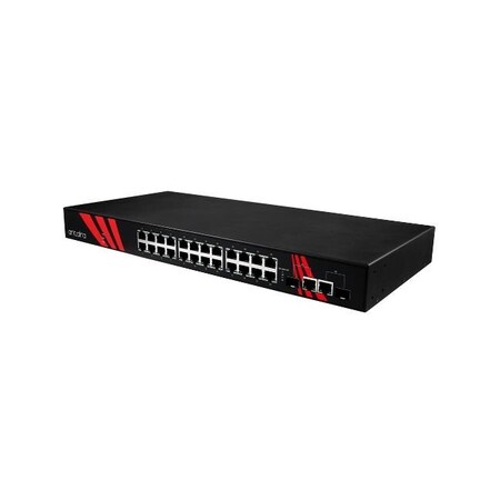Antaira 26-Port Industrial 1U 19" Rackmount PoE+ Gigabit Unmanaged Ethernet Switch LNP-2602G-SFP